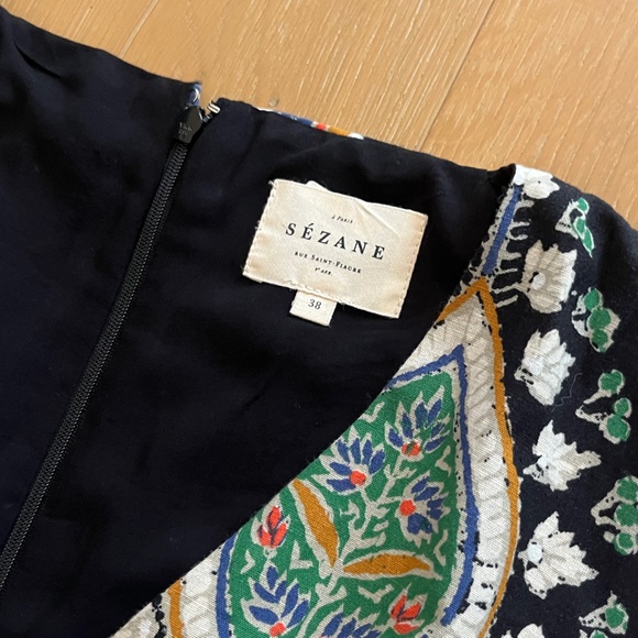 Sezane Black Multicolor Geometric Paisley Midi Dress - Picture 7 of 8